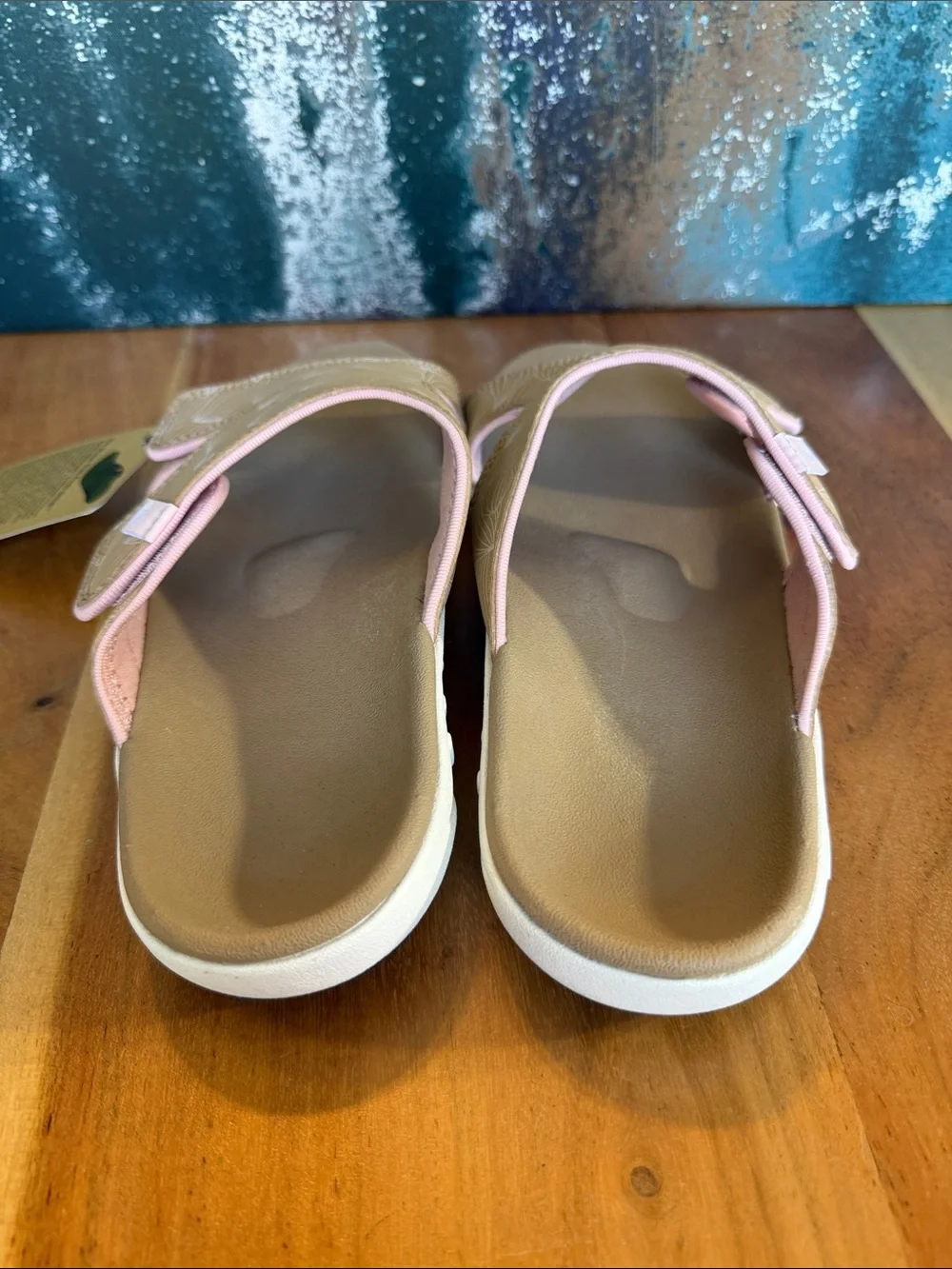 Spenco Comfort Tan/Pink Kholo Wave Orthotic Slide Sandals NWT